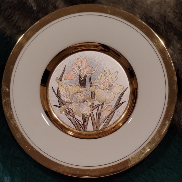 Vintage Art Of Choking 24k Gold trim 6.5"  Etched Floral Plate 12th Century Art. - Picture 2 of 16